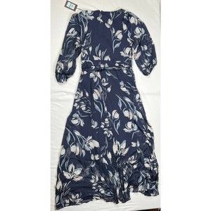 DKNY Floral-Print Faux-Wrap Gown Women's Size 16 NWT